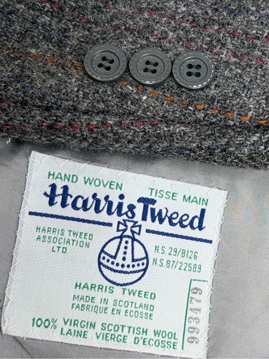 Vintage Other - Vintage Harris Tweed Sport Coat Mens 46T Grey Orange Red Stripe Wool Blazer